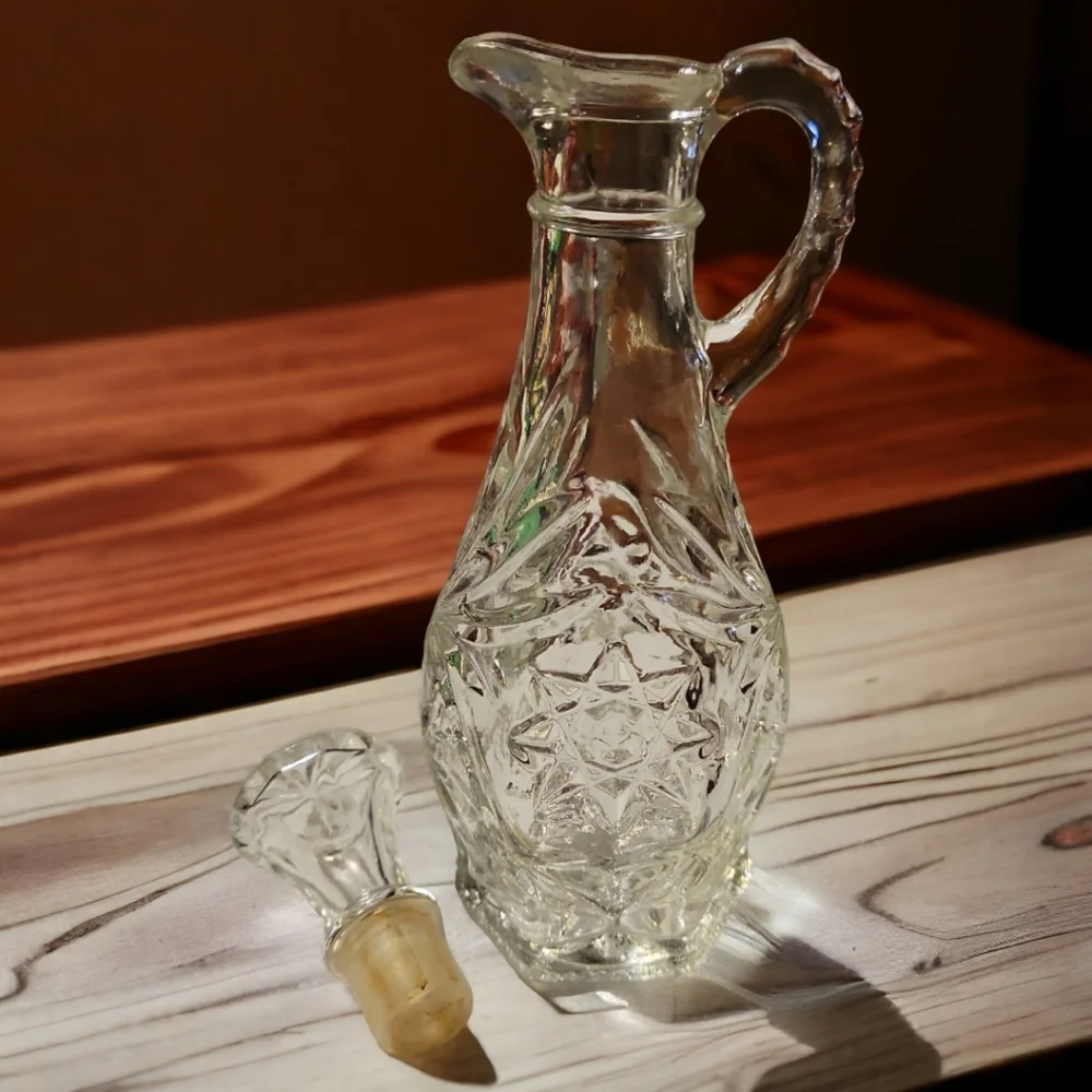 Vtg 60s Anchor Hocking Star of David Oil Vinegar Decanter Cruet
